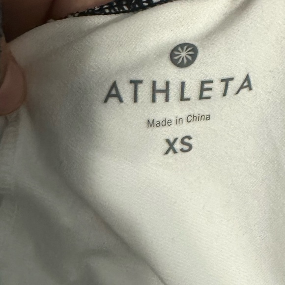 ATHLETA Black And White One Piece Ruched Front Halter Top Bathing Suit Sz XS GUC - Picture 5 of 5